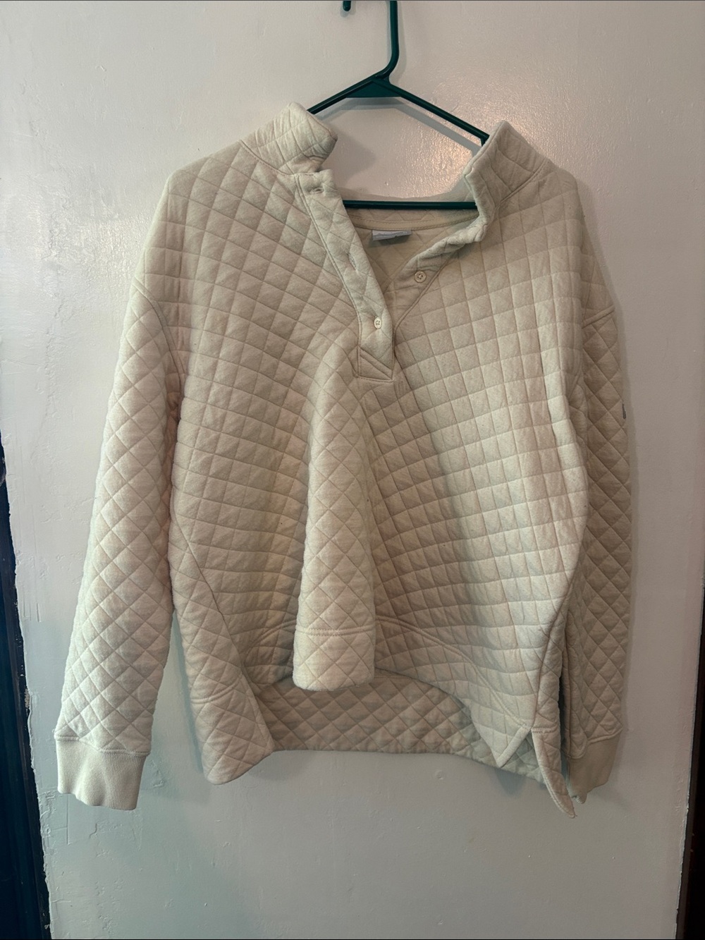 Columbia Quilted Cream Pullover Sweater Size XL